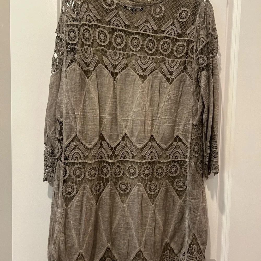 Brown(light) Lace Tunic Dress - Picture 2 of 7
